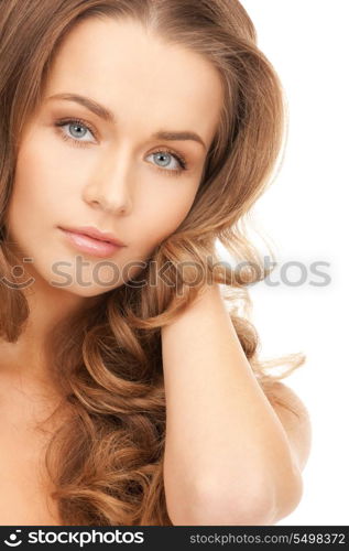 bright closeup portrait picture of beautiful woman