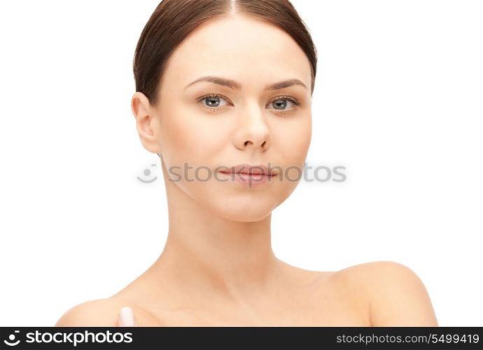 bright closeup portrait picture of beautiful woman
