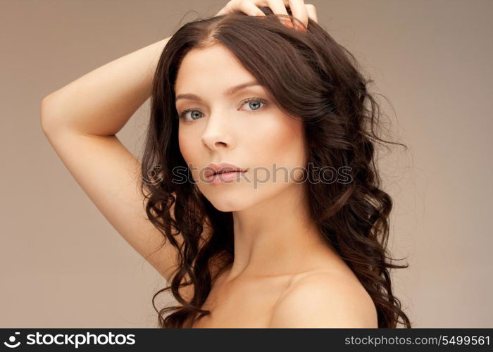 bright closeup portrait picture of beautiful woman