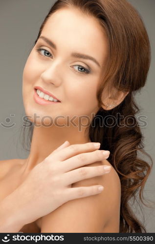 bright closeup portrait picture of beautiful woman