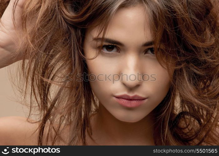 bright closeup portrait picture of beautiful woman