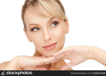 bright closeup portrait picture of beautiful woman