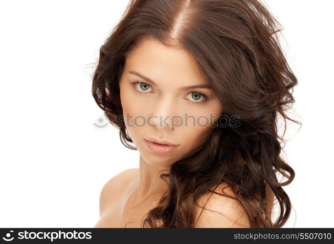 bright closeup portrait picture of beautiful woman