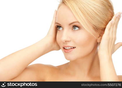 bright closeup portrait picture of beautiful woman