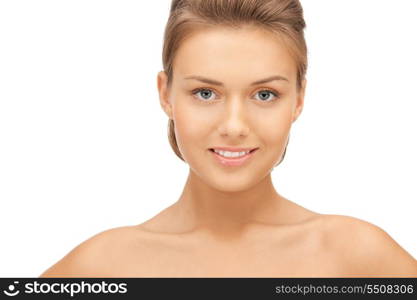 bright closeup portrait picture of beautiful woman