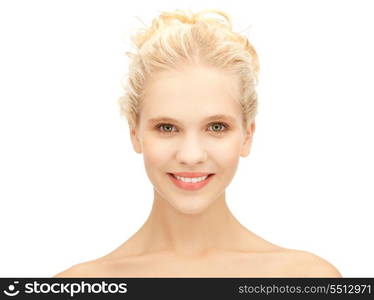 bright closeup portrait picture of beautiful woman