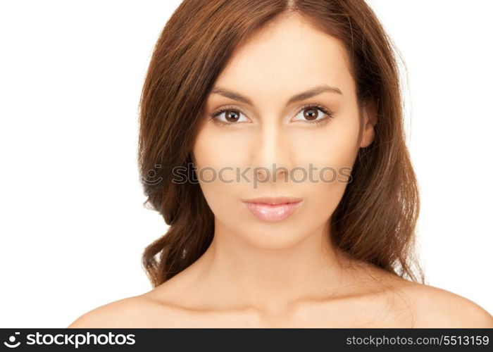 bright closeup portrait picture of beautiful woman