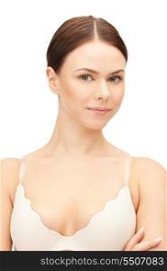 bright closeup portrait picture of beautiful woman in bra
