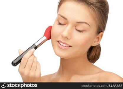 bright closeup portrait picture of beautiful woman with brush