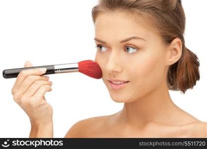 bright closeup portrait picture of beautiful woman with brush