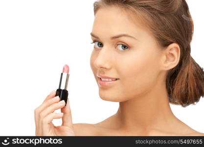 bright closeup portrait picture of beautiful woman with lipstick