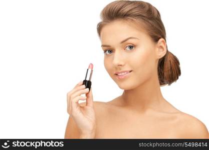 bright closeup portrait picture of beautiful woman with lipstick