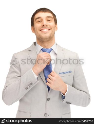 bright closeup portrait picture of happy businessman