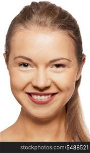bright closeup portrait picture of happy teenage girl