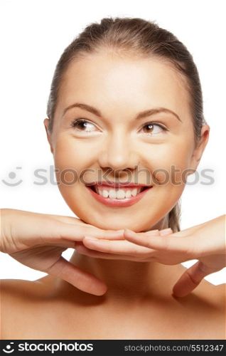 bright closeup portrait picture of happy teenage girl