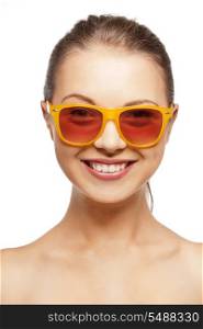 bright closeup portrait picture of happy teenage girl in shades
