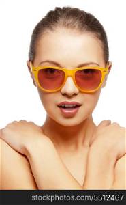 bright closeup portrait picture of teenage girl in shades