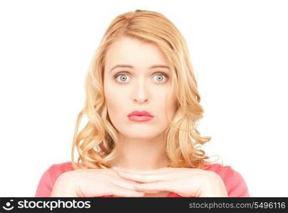 bright closeup portrait picture of unhappy woman