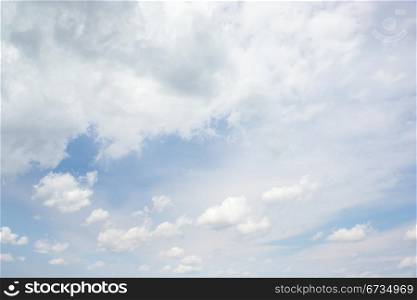 bright clouds on blue sky