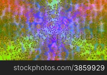 Bright color abstraction in the form of being turned flowers on a changing background.