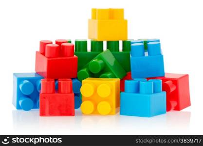 Bright color building blocks isolated on white background