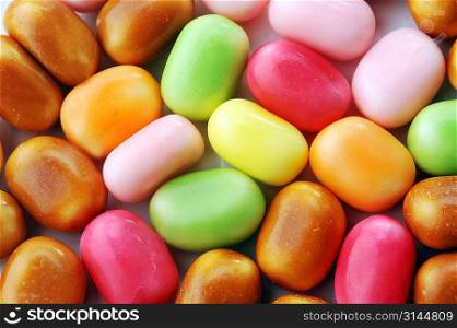 Bright color candies in sugar glaze