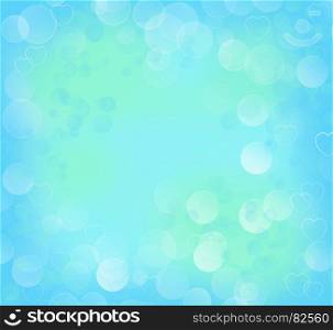 Bright color gradient background with bokeh and hearts