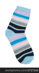 Bright colored striped socks isolated on white background
