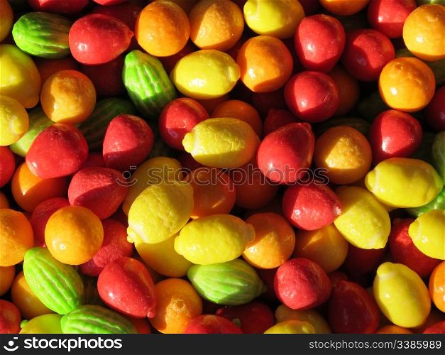 bright colorful candy green orange red