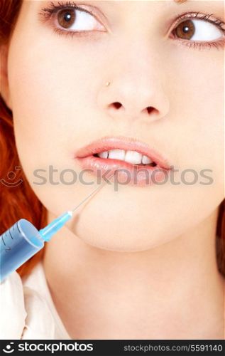 bright colorful picture of lips enlargement procedure