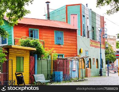 Bright colors of Caminito in La Boca neighborhood of Buenos Aires