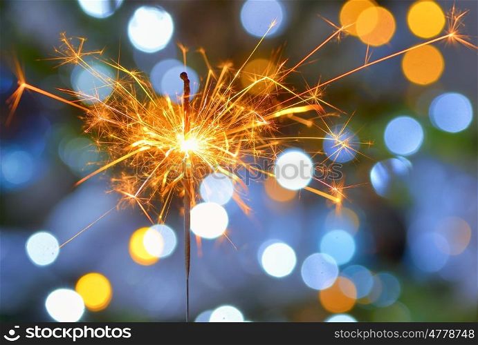 Bright festive Christmas sparkler and lights