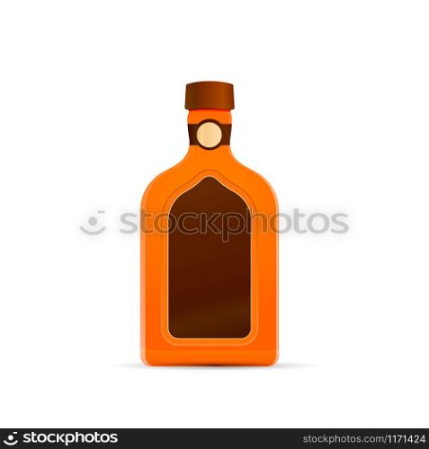 Bright glossy luxury cognac bottle isolated on white. Bright glossy luxury cognac bottle on white