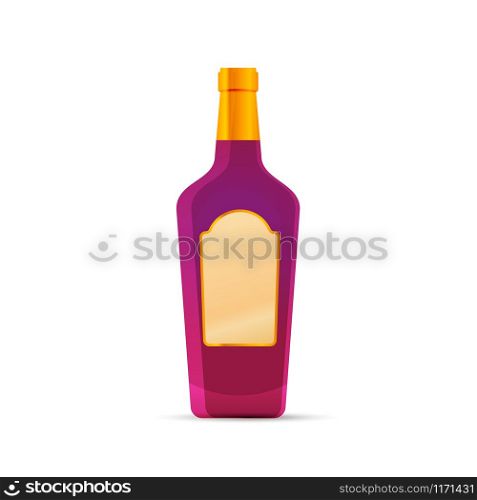 Bright glossy purple cocktail bottle isolated on white. Bright glossy purple cocktail bottle on white