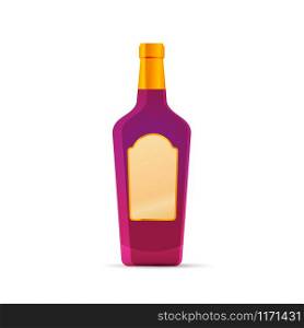 Bright glossy purple cocktail bottle isolated on white. Bright glossy purple cocktail bottle on white