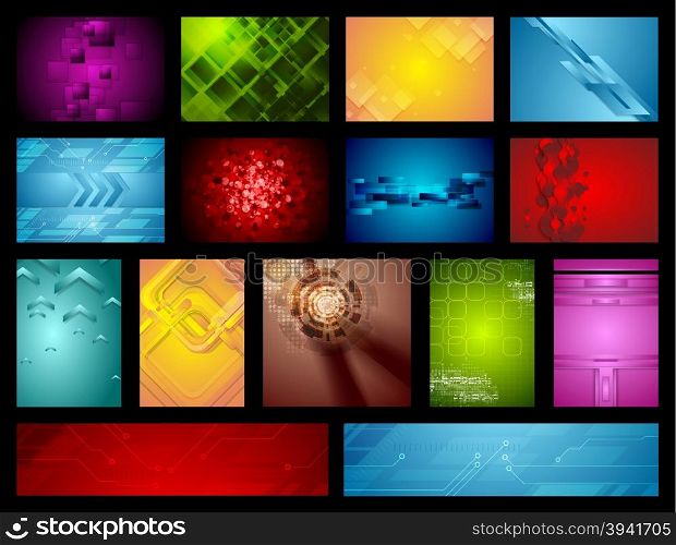 Bright hi-tech backgrounds collection. Bright abstract hi-tech backgrounds