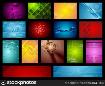 Bright hi-tech backgrounds collection. Bright abstract hi-tech backgrounds