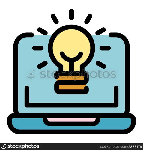 Bright idea icon. Outline bright idea vector icon color flat isolated. Bright idea icon color outline vector