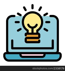 Bright idea icon. Outline bright idea vector icon color flat isolated. Bright idea icon color outline vector
