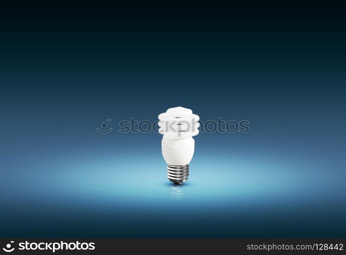 bright light bulb isolated on blue background, idea creativity