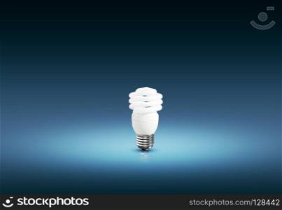 bright light bulb isolated on blue background, idea creativity
