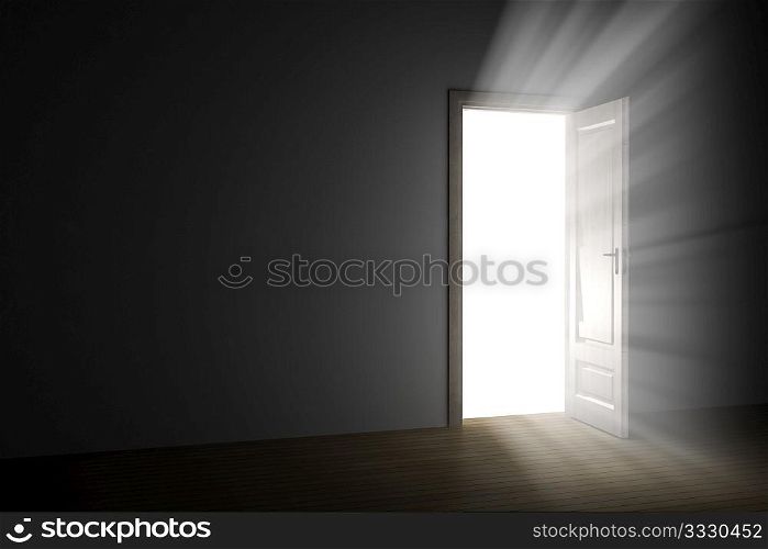 bright light through an open door in empty room