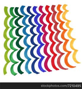 Bright lines marker drawn with felt-tip pen curve wavy meaningless zigzag rainbow