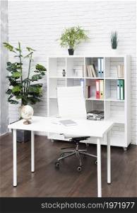 bright modern minimalist desk. High resolution photo. bright modern minimalist desk. High quality photo