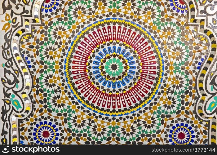 Bright mosaic architectural detail from Maroc