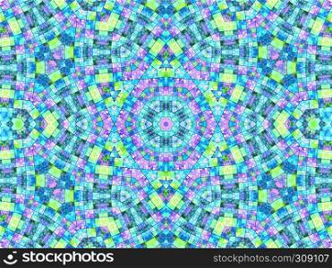 Bright motley background with concentric mosaic pattern