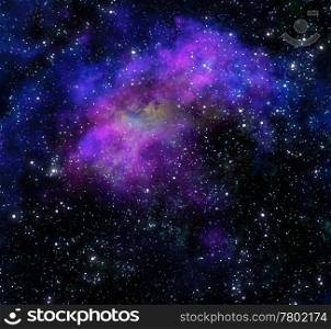 bright nebula gas cloud in deep outer space
