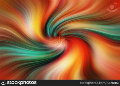 Bright orange and green abstract background, trails, lines and curves