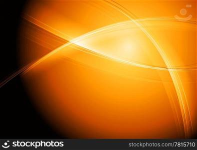 Bright orange background with abstract waves. Eps 10