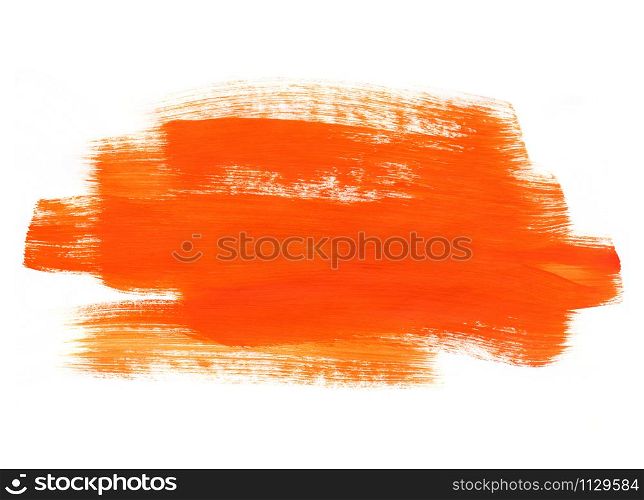 Bright orange paint texture on white background for design, space for text, hand drawn